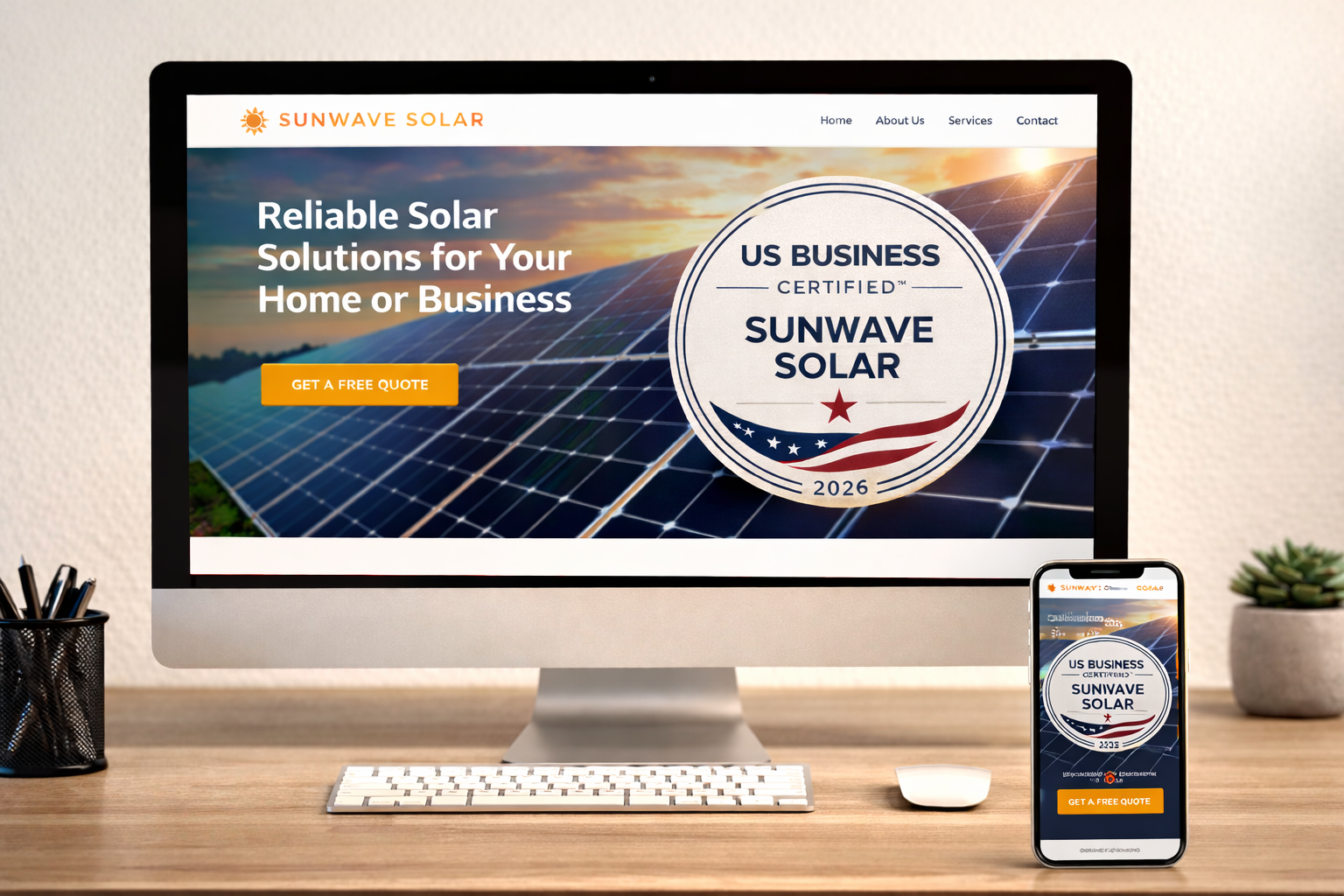 US Business Certified badge displayed at a local business